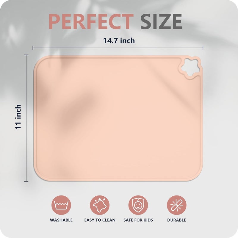 Cutebe Silicone Placemat for Toddles Kids Non-Slip Reusable Portable Kids Placemats for Dinning Table Heat Resistant Placemats, Baby Placemat Stain Resistant Silicone Mat for Dining Table 3 Pack - Image 2